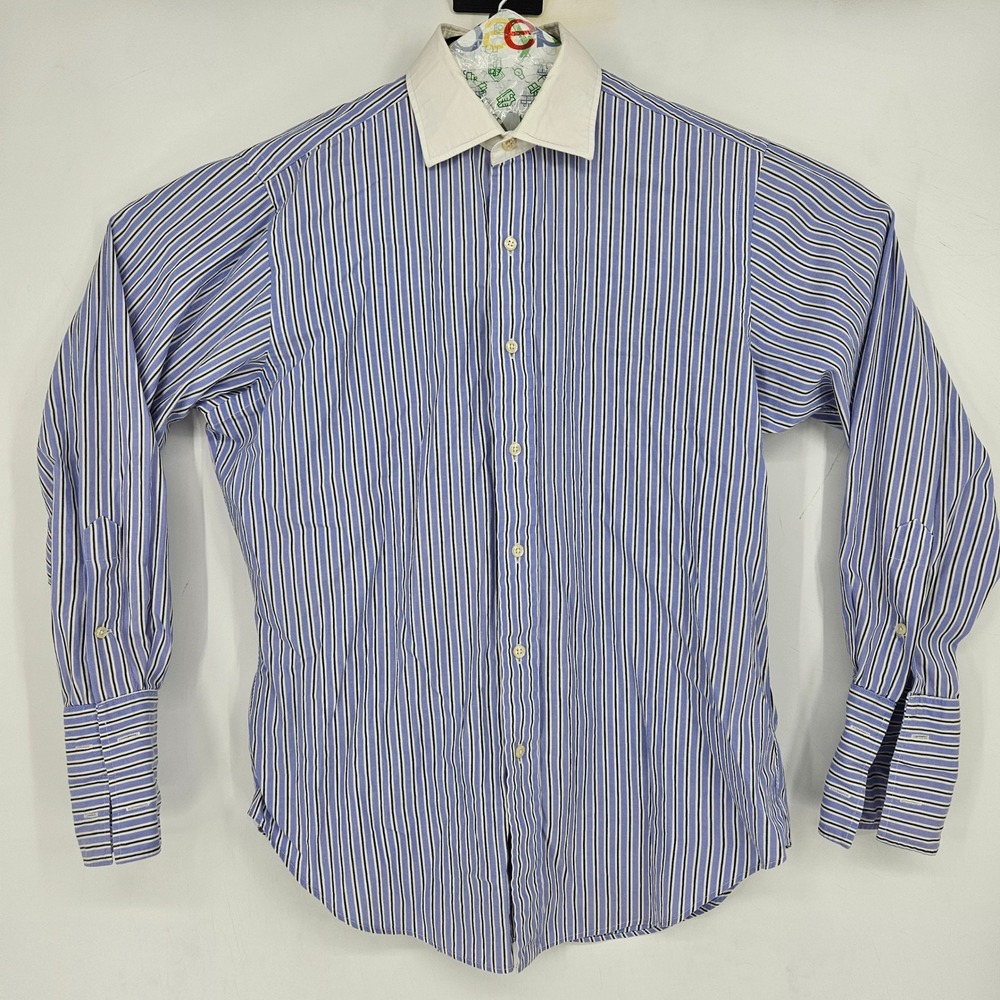 Vintage Polo Ralph Lauren Shirt Mens 15.5 33 Button Up Philip French Cuff Blue